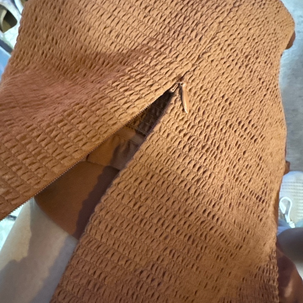 Wilfred Rust Brown Smocked Ruffle Blouse - Picture 3 of 6